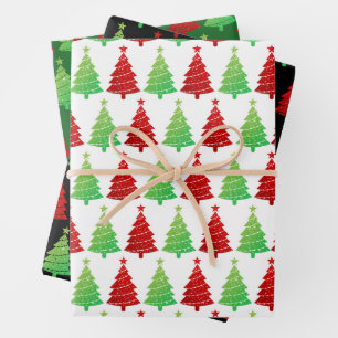 Glitter kerstbomen kerst inpakpapier vel
