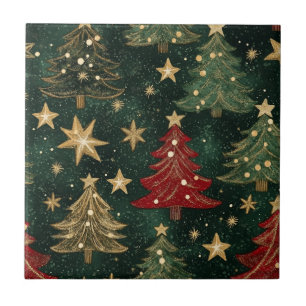 Glitter Kerstbomen & Sterren (1) Tegeltje