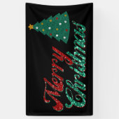 Glitter kerstboom spandoek (Verticaal)