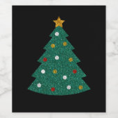 Glitter kerstboom wijn etiket (Enkel label)