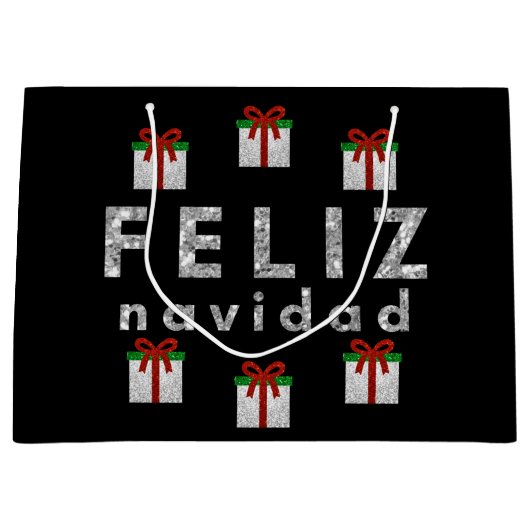 Glitter kerstcadeau groot cadeauzakje (Voorkant)