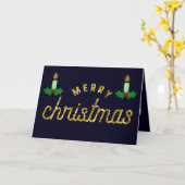 Glitter Kerstkaarle Kaart (Gele Bloem)