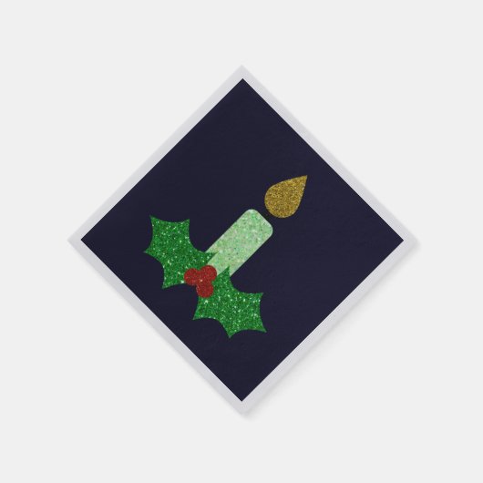 Glitter Kerstmis Candle Napkins Servet (Hoek)