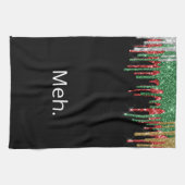 Glitter Kerstmis Grappig Theedoek (Horizontaal)