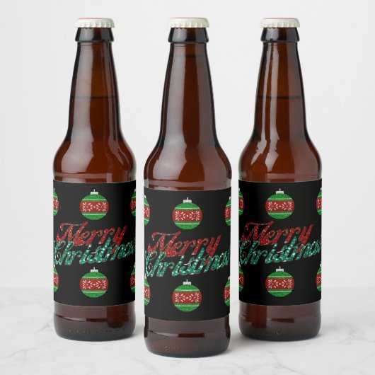 Glitter kerstversiering bier etiket (Flessen)