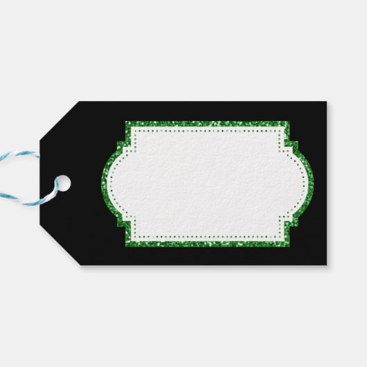 Glitter kerstversiering cadeaulabel (Achterkant Horizontaal)