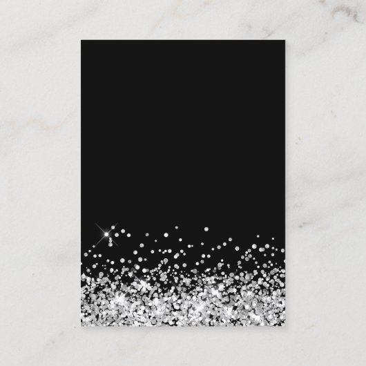 Glitter Ketting Display in zwart en zilver Visitekaartje (Achterkant)
