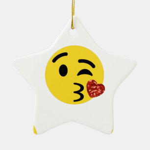 glitter kiss emoji keramisch ornament