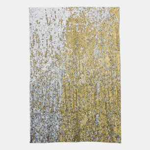 Glitter Kitchen Dish Towel Gold en Silver Grunge Theedoek