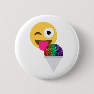 glitter knipoog emoji ronde button 5,7 cm