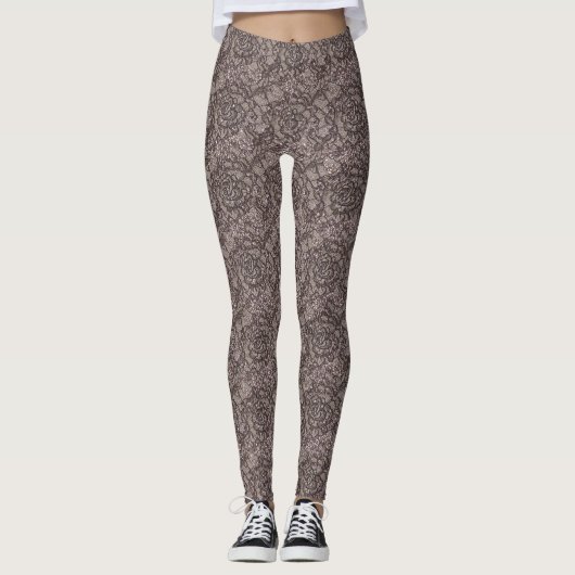 Glitter Lace Illusion Pattern – Elegant Sparkling  Leggings (Voorkant)