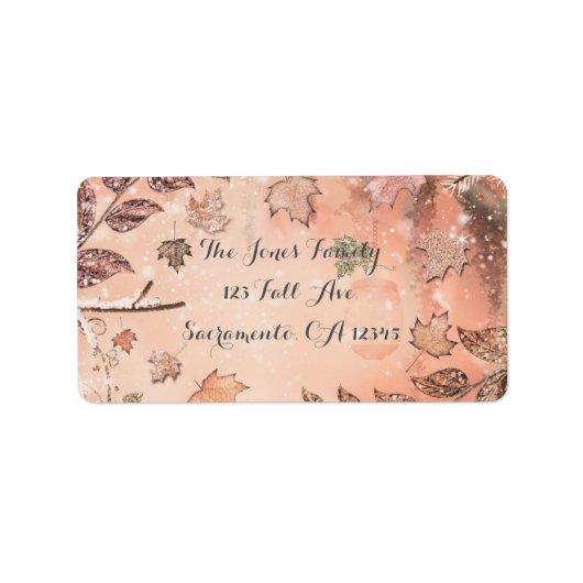 Glitter Leaves Winter Herfst Fairy Party Invitatio Etiket (Voorkant)