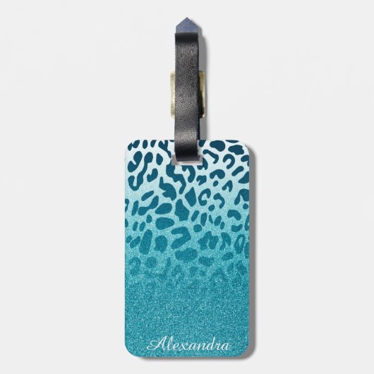 Glitter Leopard Bagagelabel (Achterkant verticaal)