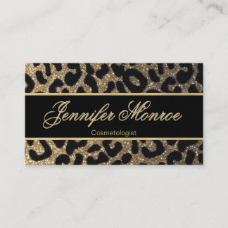 Glitter Leopard Black en Gold Visitekaartje