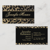 Glitter Leopard Black en Gold Visitekaartje (Voorkant / Achterkant)