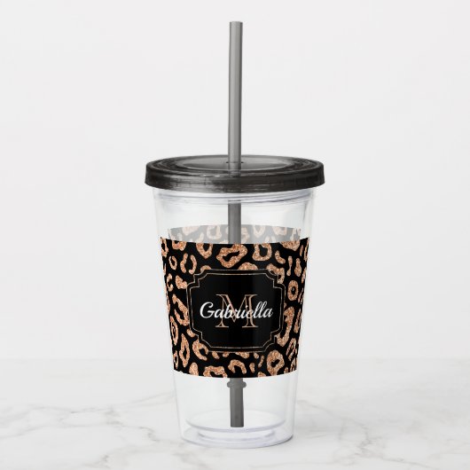 Glitter Leopard Print Acryl Drinkbeker (Voorkant)