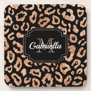 Glitter Leopard Print Bier Onderzetter