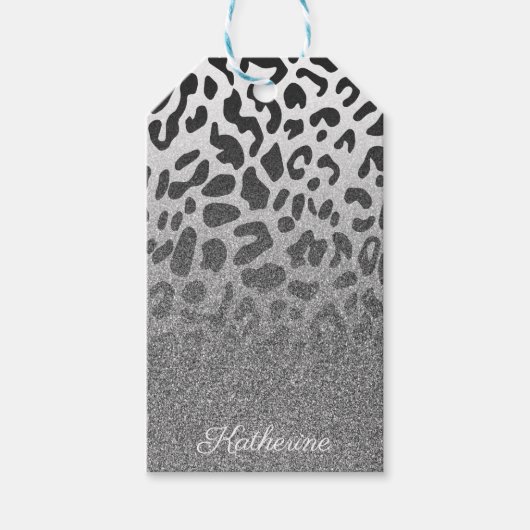 Glitter Leopard Print Cadeaulabel (Voorkant)