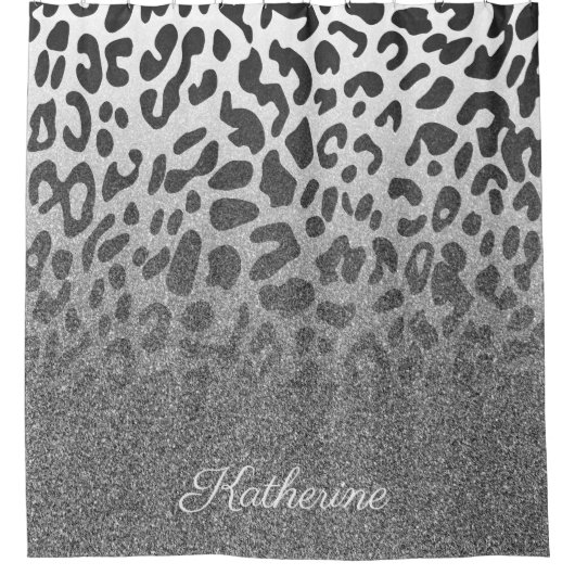 Glitter Leopard Print Douchegordijn (Voorkant)