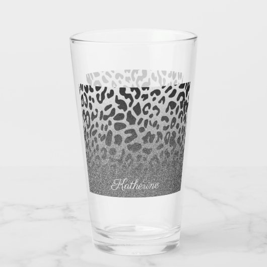 Glitter Leopard Print Glas (Achterkant)