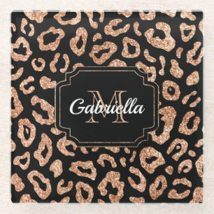 Glitter Leopard Print Glazen Onderzetter