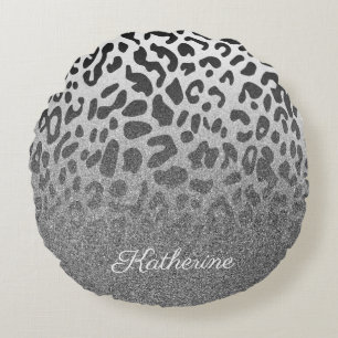 Glitter Leopard Print Rond Kussen