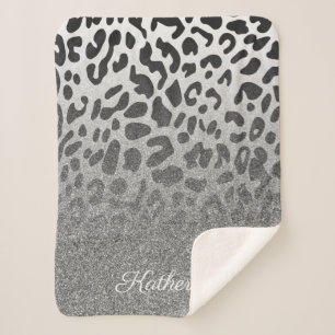 Glitter Leopard Print Sherpa Deken