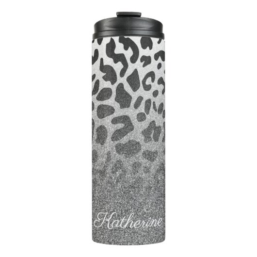 Glitter Leopard Print Thermosbeker (Voorkant)