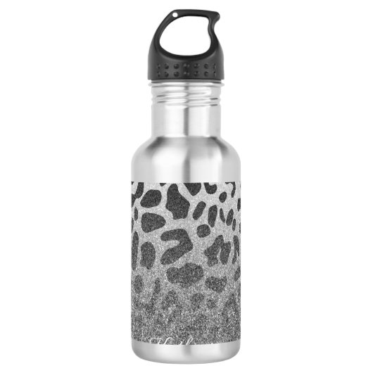 Glitter Leopard Print Waterfles (Voorkant)