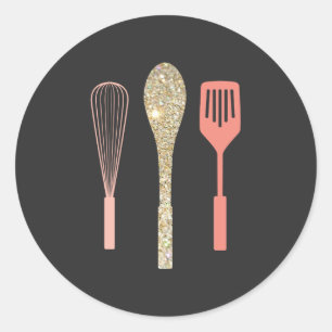 Glitter lepel Whisk Spatel Ronde Sticker