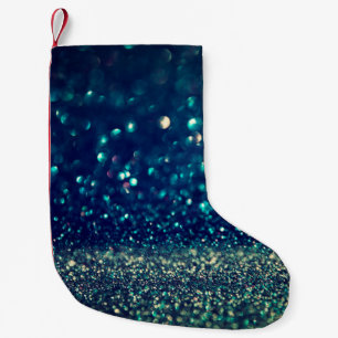 glitter licht achtergrond: goud, zilver, b kleine kerstsok