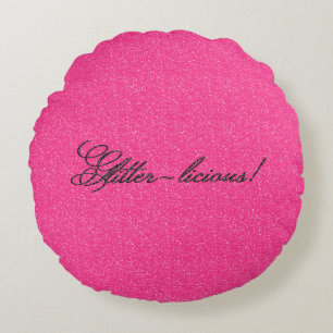 Glitter-licious, roze-Black Round Sierkussen Rond Kussen