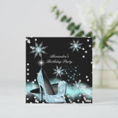 Glitter Light Blauwgroen Blue High Heels Birthday Kaart (Staand voorkant)