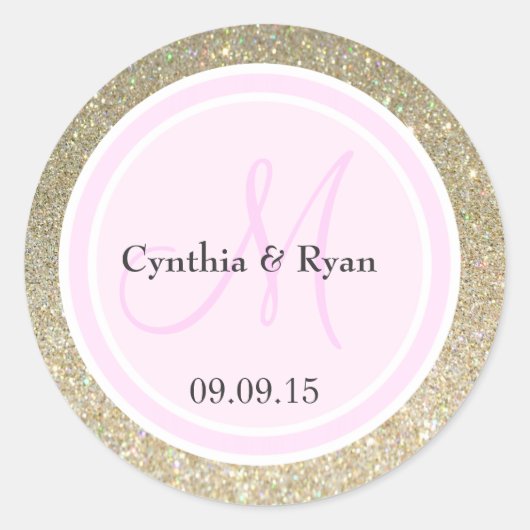 Glitter & Light Pink Weddenschap Ronde Sticker (Voorkant)
