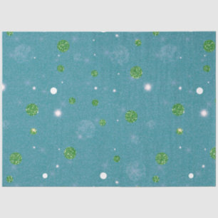 Glitter Light Polka Dots Wit Groen Kerst Tissuepapier