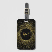 Glitter Lijst monogram goud & zwart Bagagelabel (Voorkant (verticaal))