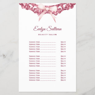 glitter lijst roze boog prijslijst flyer