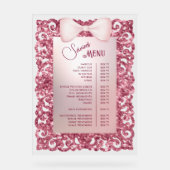  Glitter Lijst Roze Bow Services Menu Acryl Bord (Voorkant)