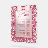  Glitter Lijst Roze Bow Services Menu Acryl Bord (Hoek)