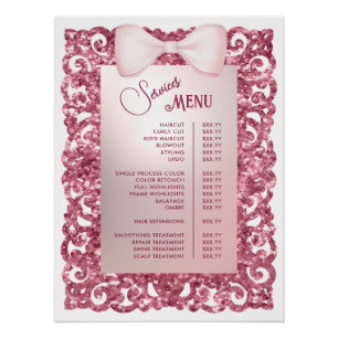 Glitter Lijst Roze Bow Services Menu Perfect Poster
