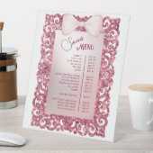 Glitter Lijst Roze Bow Services Menu Reclamebord Met Voetstuk (Insitu)
