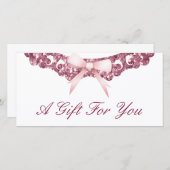  glitter lijst roze strik cadeaubon (Voorkant / Achterkant)