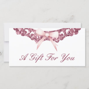  glitter lijst roze strik cadeaubon