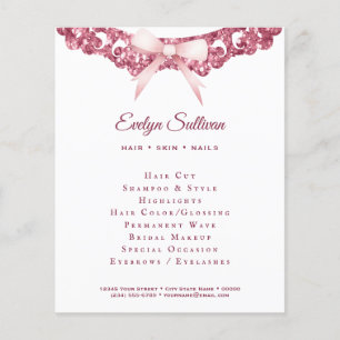 glitter lijst roze strik flyer