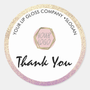 Glitter Lipgloss Zakelijk Logo Ronde Sticker