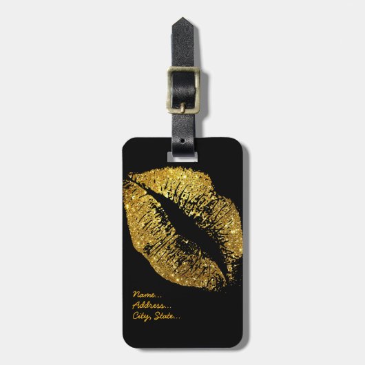 Glitter Lips Bagagelabel (Voorkant verticaal)