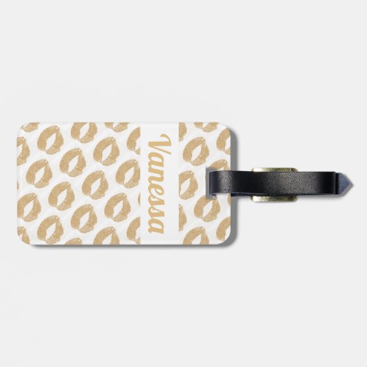 Glitter lips elegant, speciaal gepersonaliseerd bagagelabel (Achterkant horizontaal)