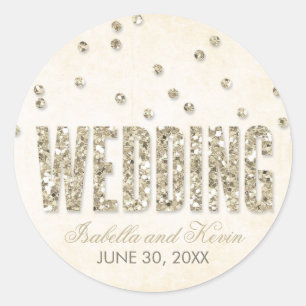 Glitter Look Confetti Stippen Bruiloft Ronde Sticker