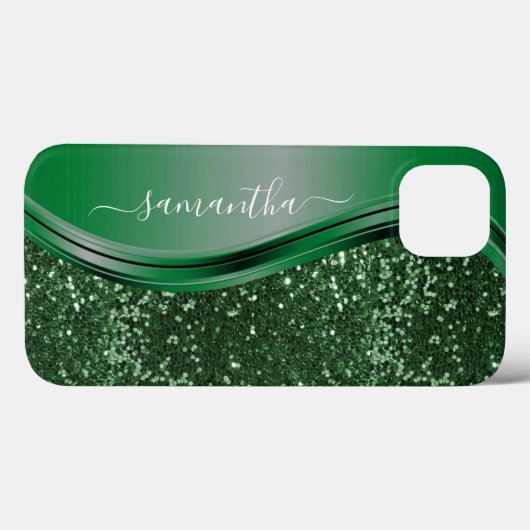 Glitter look Emerald Green Persoonlijke naam Case-Mate iPhone Case (Achterkant (horizontaal))