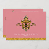 Glitter look Faux Gold Black Formal Fleur de Lis Kaart (Voorkant / Achterkant)